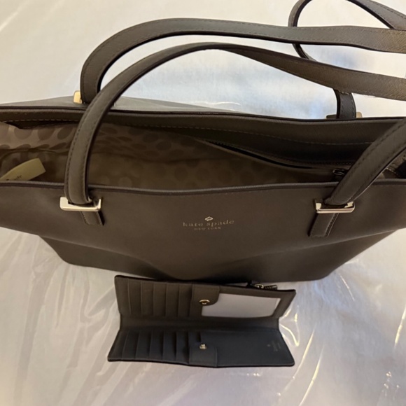 Taupe Kate Spade New York Cedar Street Harmony Leather Tote Bag and Wallet - Picture 2 of 2